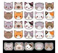 20PCS Reflective Stickers, Cute Cats Reflective Decals Waterproof Safety Reflectors Outdoor Warning Reflective Sticker High Night Visibility Adhesive Stickers for Helmet Bicycle Car Stroller
