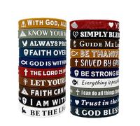 20pcs,Religious Bracelets Inspirational Silicone Wristbands Faith Bracelets, Faith Commemorative Bracelet Set for Men Women, Mixed Colors