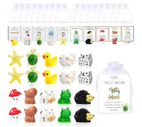 20Pcs Resin Animals Figures & Motivational Cards, Employee Appreciation Gifts, Pun Inspirational Greeting Cards, Thank You Gift for Office Staff, Coworkers, Team and Teacher