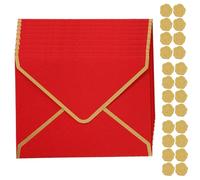 20PCS Retro Kraft Paper Gift Envelopes with Gold Border 18.5x13.5cm Invitation Envelopes V Flap Envelope Money Gift Card Envelope for Office Wedding Birthday Xmas Gift Card