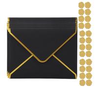 20PCS Retro Kraft Paper Gift Envelopes with Gold Border 18.5x13.5cm Invitation Envelopes V Flap Envelope Money Gift Card Envelope for Office Wedding Birthday Xmas Gift Card