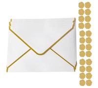 20PCS Retro Kraft Paper Gift Envelopes with Gold Border 18.5x13.5cm Invitation Envelopes V Flap Envelope Money Gift Card Envelope for Office Wedding Birthday Xmas Gift Card