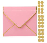 20PCS Retro Kraft Paper Gift Envelopes with Gold Border 18.5x13.5cm Invitation Envelopes V Flap Envelope Money Gift Card Envelope for Office Wedding Birthday Xmas Gift Card