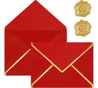 20PCS Retro Kraft Paper Gift Envelopes with Gold Border Blank Long Invitation Envelopes Buckle Envelope with Sticker Money Envelopes Gift Card Envelopes for Wedding Birthday Xmas Gift Card