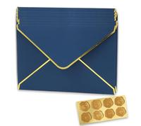 20PCS Retro Kraft Paper Gift Envelopes with Gold Border Blank Long Invitation Envelopes Buckle Envelope with Sticker Money Envelopes Gift Card Envelopes for Wedding Birthday Xmas Gift Card