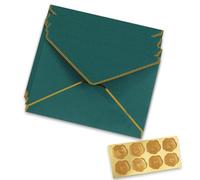 20PCS Retro Kraft Paper Gift Envelopes with Gold Border Blank Long Invitation Envelopes Buckle Envelope with Sticker Money Envelopes Gift Card Envelopes for Wedding Birthday Xmas Gift Card