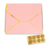 20PCS Retro Kraft Paper Gift Envelopes with Gold Border Blank Long Invitation Envelopes Buckle Envelope with Sticker Money Envelopes Gift Card Envelopes for Wedding Birthday Xmas Gift Card