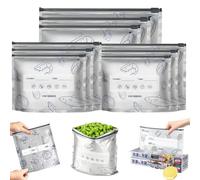 20PCS Reusable Aluminum Foil Sealable Storage Bags,2026 New Upgrade Reusable Snack Bags,Stand Up Foil Sealable Bags with Label and Zip Lock,Durable Vacuum Zipper Pouches for Vegetable Fruit Meat