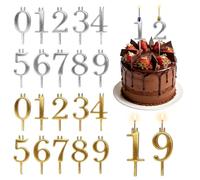 20Pcs Reusable Number Candles Holder Set for Birthday Cakes, Forever Metal Digital Candle Holders Stand - Silver & Gold Cake Topper Decorations for Festival Anniversary Wedding Party - Eco-Friendly