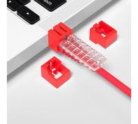 20PCS RJ45 Network Port Blocker and Dust Cover with 1 Key, Network Port Lock, Ethernet Port Protector, LAN Cable Lock for Locking Ethernet Cables, for Offices and Data Centres (Red)