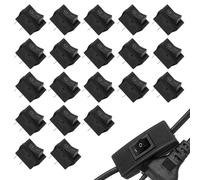 20PCS Rocker Switch, ON/Off Toggle Switch, SPST 2 Pin AC 6A/250V 10A/125V, Press Button Rocker Switches, Mini Boat Switches for Car, Auto, Boat, Household Appliances(Black)