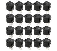 20Pcs Rocker Switch Power Switch Small Round 2 Pin 2 Position, Industrial Control Elements, Durable Plastic Material - High Resistance, Easy Replacement, Ideal for