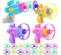 20Pcs Rocket Launcher for Kids, Outdoor Toys Games with 4 Launcher Toy and 8 LED Flying Disc and 8 Launcher Flying Disc, Party Garden Games, Toddler Toys for Ages 3+ Years Old Boys Girls