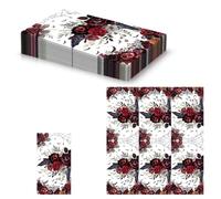 20Pcs Rose Bat Halloween Napkins Serviettes Disposable 40x33cm,2ply Scary Bat Red Rose Cocktail Napkin Guest Tissue Hand Towel Decorative Dinner Paper Napkins for Halloween Party Table Decorations