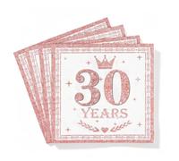 20pcs Rose Gold Happy 30th Birthday Napkins - Disposable Paper Serviettes for Women Table Decorations, Elegant Party Tissue for Her