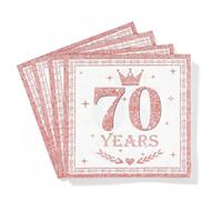 20pcs Rose Gold Happy 70th Birthday Napkins - Disposable Paper Serviettes for Women Table Decorations, Elegant Party Tissue for Her