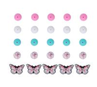 20Pcs Round and 5Pcs Butterfly Silicone Beads DIY Craft Kit, Colorful Soft Non - Fading Beads Set for Making Bracelets Necklaces Keychains and Phone