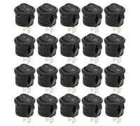 20Pcs Round Environmental Boat Rocker Switches AC 3A/250V 6A/125V 2 Solder Tail SPST On/Off 2 Pin Mini Boat Rocker Switches for Electrical Products