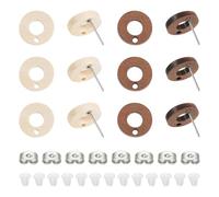 20Pcs Round Wood Stud Earrings Natural Wood Hollow Round Earring Studs with 304 Stainless Steel Pin with 40Pcs Ear Nuts for Women
