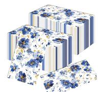 20Pcs Royal Blue Flower Paper Napkins, Blue Paper Party Napkin Serviette,Cocktail Napkins Dinner Napkins,Flower Paper Napkins Serviettes Tableware for Birthday Party, Wedding,Valentine's Day Decor