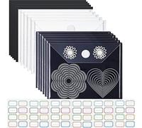 20Pcs Rubber Magnetic Sheets 0.5mm Thickness with Clear Stamp Die Storage Pockets 48 Label StickerResealable Plastic Storage Pocket Large Envelope Case Cutting Dies Stencil Organizer forCard Making