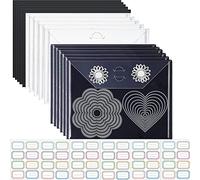20Pcs Rubber Magnetic Sheets 0.5mm Thickness with Clear Stamp Die Storage Pockets 48 Label StickerResealable Plastic Storage Pocket Large Envelope Case Cutting Dies Stencil Organizer forCard Making
