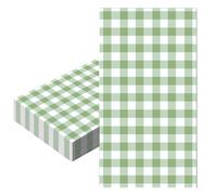 20pcs Sage Green Checkered Napkins - Disposable 40x33cm, Green Gingham Napkins for Birthdays, Weddings & Parties