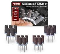 20pcs Sanding Drum Bits for Dremel Rotary Tool, Sanding Drums Sandpaper Sticks Set With 1/8"(3mm) Shank,180/240/320/400 Grits Rotary Sanding Bits for Metal Rust Removal/Jade Polishing