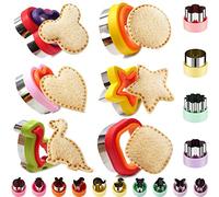 20Pcs Sandwich Cutter and Sealer Set for Kids, Stainless Steel Uncrustable Sandwich Maker Decruster Cookie Cutters Fruit Vegetable Cutter for Boys Girls Adult Lunch Bento Box
