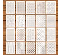 20pcs Sashiko Stencil, 8.3x5.9in PET Plastic Sashiko Patterns Geometric Sashiko Pattern Template Reusable Embroidery Stencils for Quilting Craft Sewing