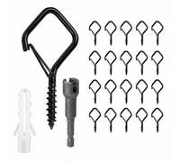 20PCS Screw in Hooks for Hanging, Heavy Duty Screw Hooks with Safety Lock | Black Metal Ceiling Hooks Outdoors for Hanging Plants, Flower Pots, String Lights, Wind Chimes, Feeders & Garden Decorations