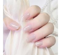 20Pcs Semi Cured Gel Nail Strips, Nude Beige Art Stickers Long-Lasting Waterproof Polish Wraps for Women Girls Decoration, Includes 2 Prep Pads, File & Wooden Stick