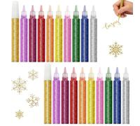20pcs Set Glitter Gel Pens, 10 Colour Glitter Glue Pens,Glitter Glue for Crafting with Crafting Use in Craft Supplies,Diy Arts,Card Making Fabric Paint Scrapbooking