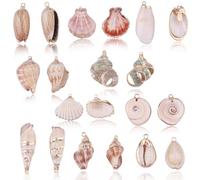 20PCS Shell Beads - Shells for Crafting,Seashell Charms for Making, Craft Shells Hole, Natural Seashells Beads White Cowrie Conch Shells Beads for DIY Bracelets Earrings Necklaces Making Gifts