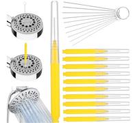 20pcs Shower Head Cleaning Brush, with 10pcs Cleaning Needle Picks, Small Hole Anti-Clogging Cleaner Tool, Crevice Shower Head Nozzle Cleaning Brush for Bathroom Hotel (Yellow)