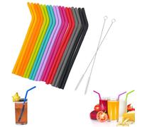 20Pcs Silicone Straws Reusable with 2 Cleaning Brushes, Colorful Straws Drinking Plastic, Reusable Straws Drinking, Reusable Straw for Family Bars Cafes Restaurants BBQ Parties Celebrations