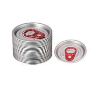 20Pcs Silver Aluminum Can Lid with Lift Tab, Red