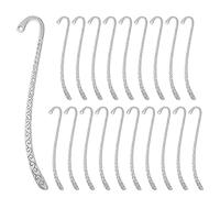20pcs Silver Metal Bookmarks, DIY Bookmark Hook, Metal Bookmark Hairpin Hook Antique Tibetan Silver Carved Hook Bookmarks with Loop for Crafting,Book Lovers Unique Gift (Color:20 pcs)