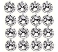 20pcs Silver Necklace DIY Jewellery Making Charm Metal Small Craft Horse Shoe Animal Christmas Pendant Set Key Bracelet Jewelry Accessory Mini Bead Earring Keyring Decoration Kit Wedding Party Supply