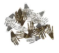 20pcs Skeleton Hand Charm Pendants Halloween Alloy Jewelry Making Accessories for DIY Bracelets and Necklaces Antique Blue and Antique Silver Colors