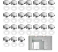 20Pcs Small Chrome Dome Screw Cover Caps,Silver Screws Cover Cap Fixing Screw Cover Caps Decorative Cap Covers for Mirror Screws, Firm Clip On Type