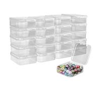 20Pcs Small Clear Plastic Storage Box, Transparent Square Bead Organizer, Empty Craft Supply Storage Box, Mini Rectangular Containers with Hinged Lid, High Transparency Containers for Tiny Bead Pills