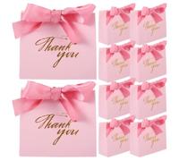 20pcs Small Thank You Gift Bags with Bow Ribbon, Pink Paper Polyester | Portable, Not Easy to Tear, for Families and Storage, Light Weight, Party Paper Bags