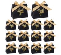 20Pcs Small Thank You Gift Bags with Ribbons Mini Black Gift Bags Bulk for Party Favour(Gold Ribbon)