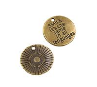 20Pcs Smile It's The Same In All Languages 20X20mm Antique Silver Color Pendant Making Diy Handmade Tibetan Finding Craft Durability