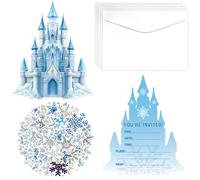 20Pcs Snowflake Castles Party Invitations Sets with Envelopes Christmas Invitation Cards Xmas Stickers for Winter Snow Holiday Christmas Party Supplies, 12,5 x 15,2 cm