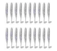 20PCS Soft Fishing Lures, 7.5cm/2.95in Plastic T Tail Grub Worm Baits Lightweight Paddle Tail Swimbaits Trailer for Saltwater Freshwater Bass, Trout, Walleye, Crappie (White)