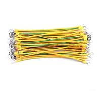 20PCS Solar Ground Wire 10/12/14 AWG with Terminals - Flexible Tinned Copper Earth Strap for PV Panel System Bonding Yellow Green(6mm2-30CM)