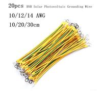 20PCS Solar PV Ground Wire BVR with Terminals 10/12/14 AWG Copper Flexible Cable for Photovoltaic System Grounding Applications (14AWG-20CM)