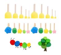 20PCS Sponge Brushes, Foam Brushes, Round Sponge Stippler Paint Tools, Paint Sponges Brush with Wooden Handle for Graffiti, Diy, Crafts